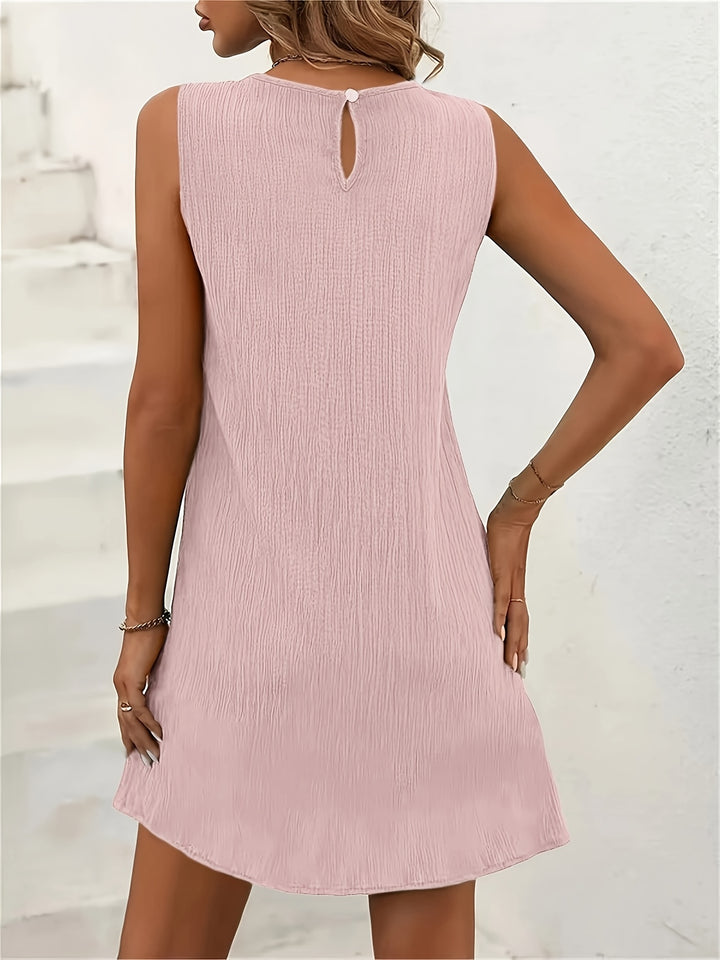 Women's Solid Color Round Neck Sleeveless Dress