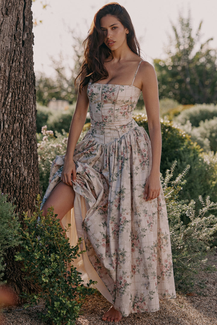Daisy | Feminine Floral Gathered Waist Midi Sundress