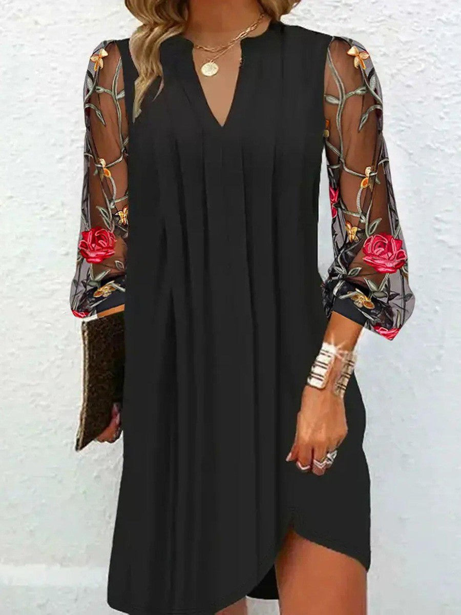 Adelina | Elegant Embroidered Sleeve Dress