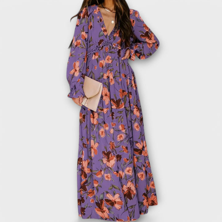 Juno | Elegant V-Neck Floral Dress