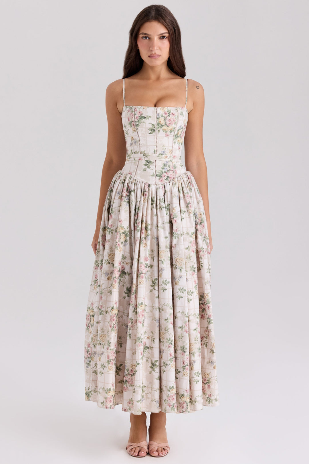 Daisy | Feminine Floral Gathered Waist Midi Sundress