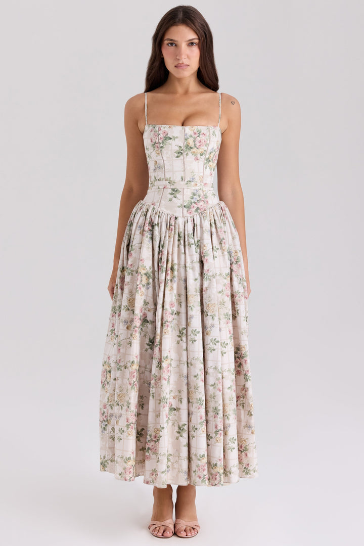 Daisy | Feminine Floral Gathered Waist Midi Sundress