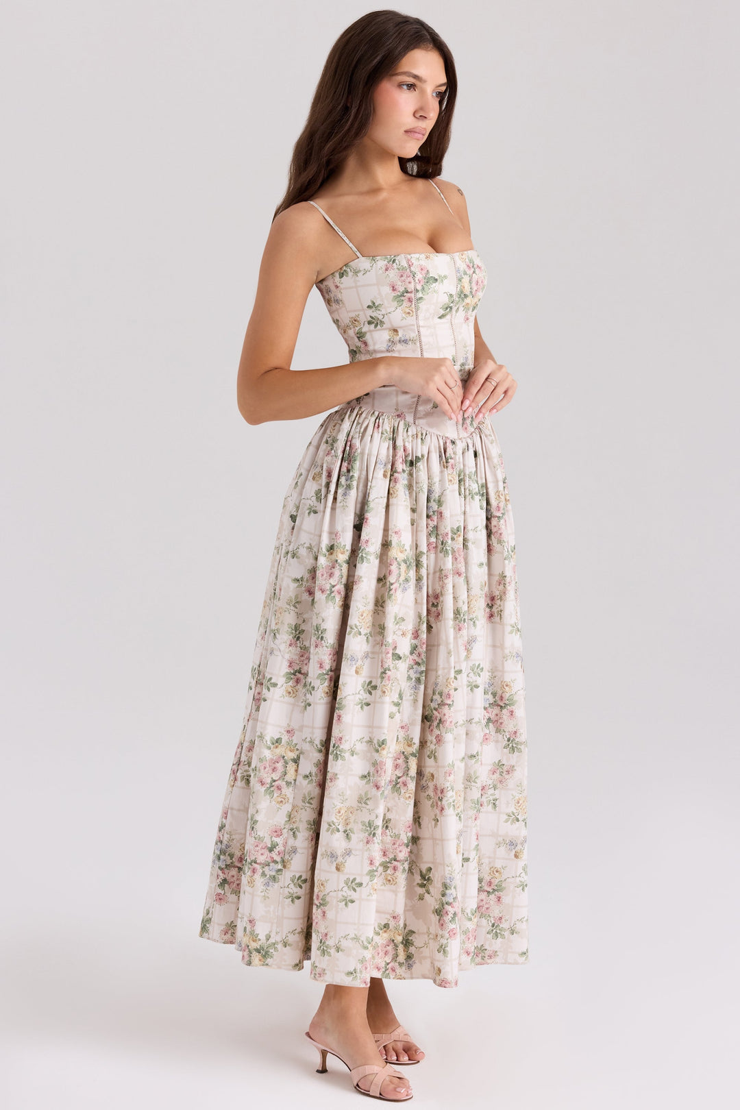Daisy | Feminine Floral Gathered Waist Midi Sundress