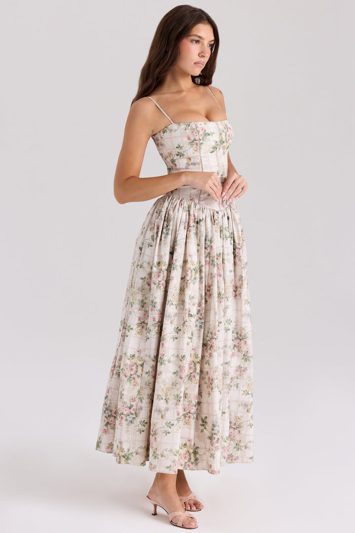 Daisy | Feminine Floral Gathered Waist Midi Sundress