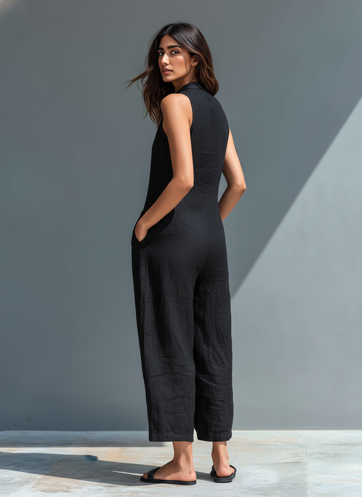 Perpetua | Women's Sleeveless Jumpsuit with Stand Collar