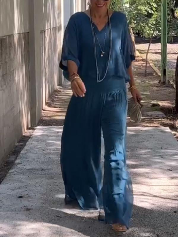 ESMERALDA – ELEGANT CHIFFON WIDE-LEG PANTS TWO-PIECE SET