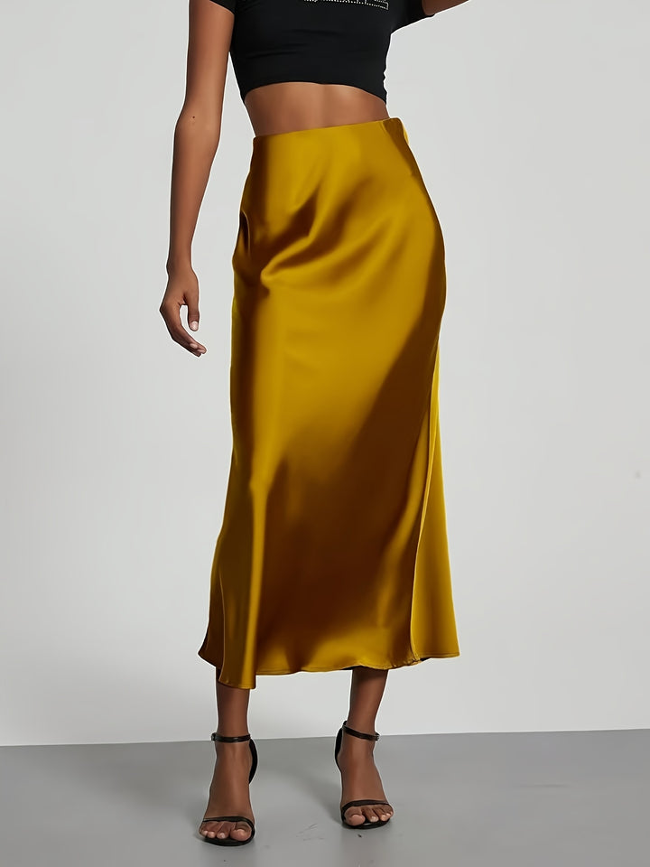 Women's High-Waisted Satin Skirt