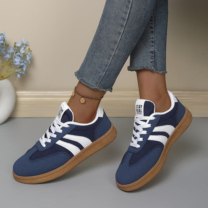 Women's Lace-Up Striped Outdoor Hiking Sneakers