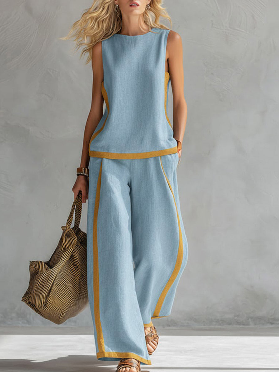 Amara | Cotton Linen Wide-Leg Two-Piece Set