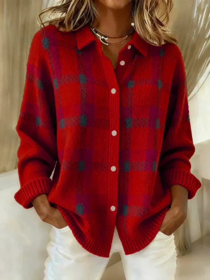 Victoria | Casual Contrast Checkered Retro Sweater