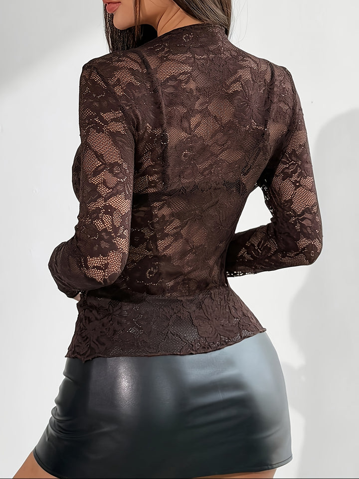 Women's Stylish Lace Sheer Top