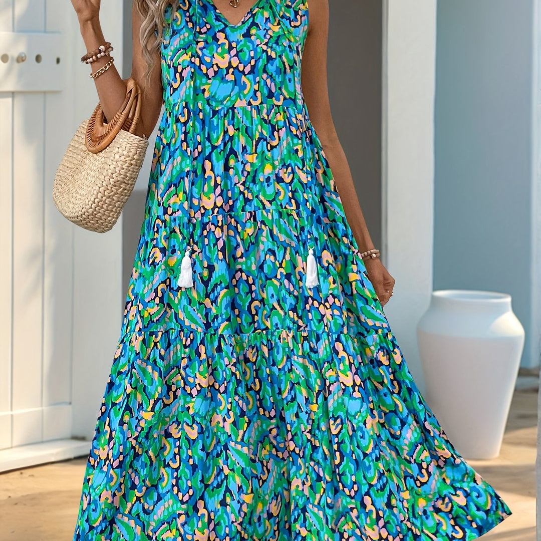 Women's Summer Sleeveless Bohemian Printed Dress