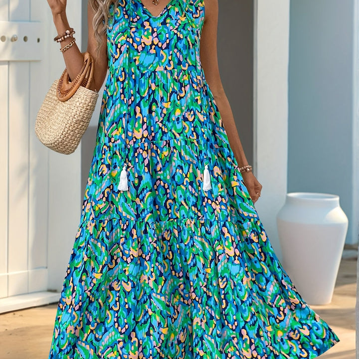 Women's Summer Sleeveless Bohemian Printed Dress