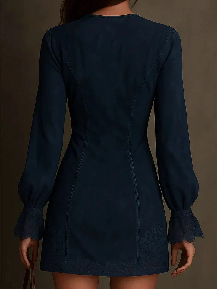 Debbie | Women's Suede Mini Dress with Deep Neckline