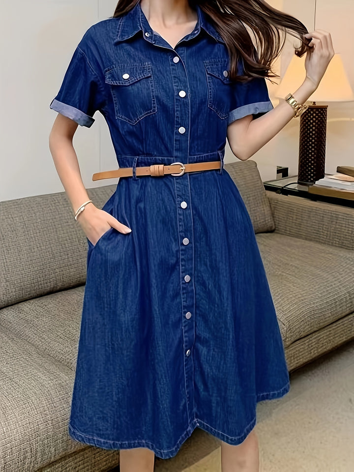 Women's Vintage Lapel Collar Denim Dress