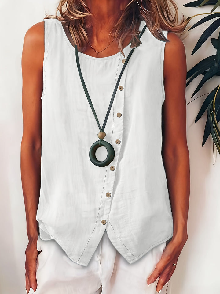 Women's Sleeveless Button-Down Sleeveless Vest Top