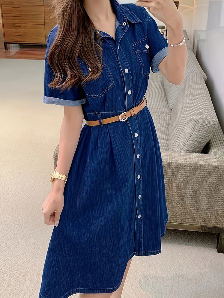 Women's Vintage Lapel Collar Denim Dress