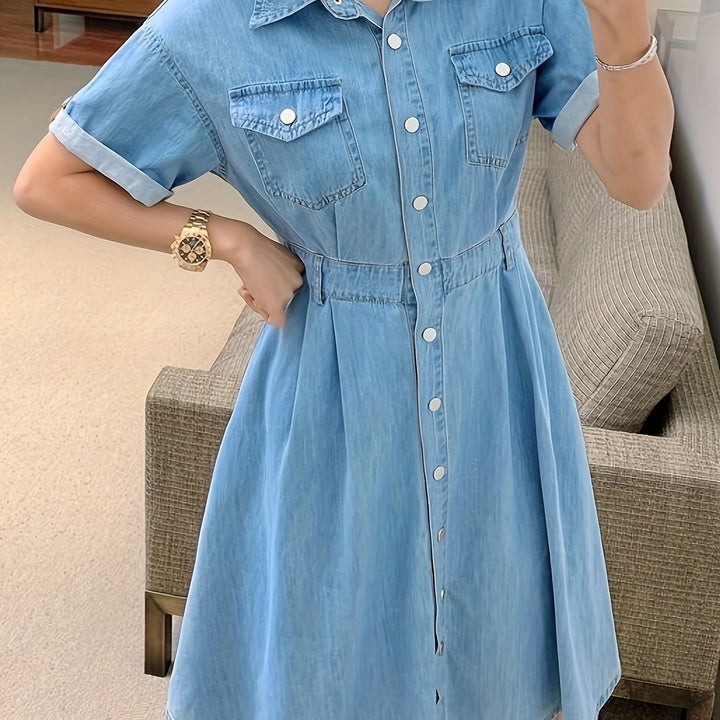 Women's Vintage Lapel Collar Denim Dress