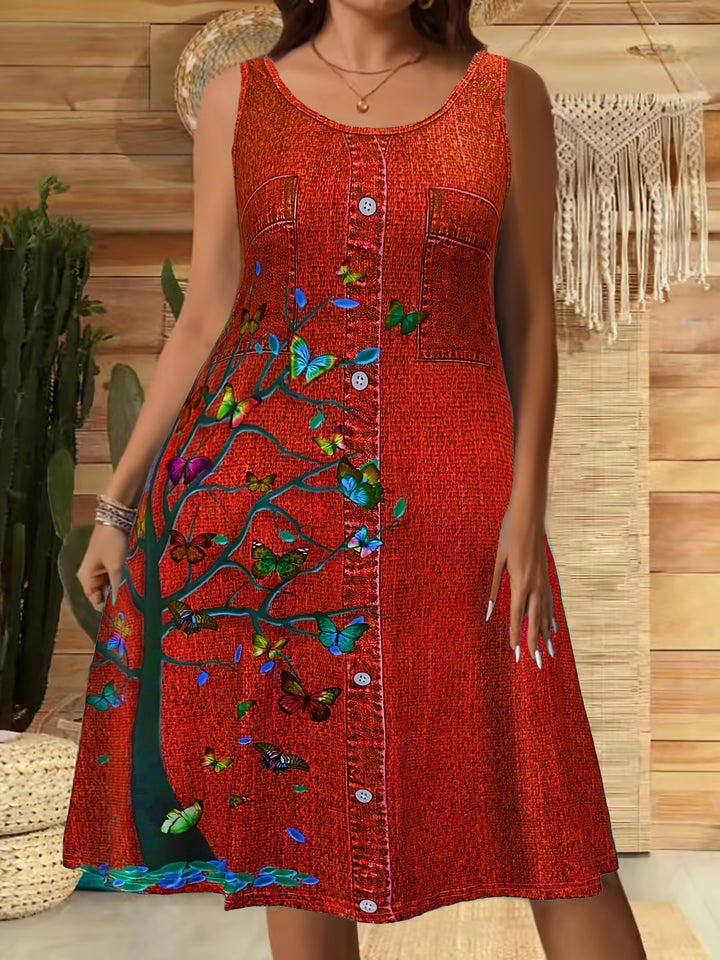 Women's Casual Print Denim Dress