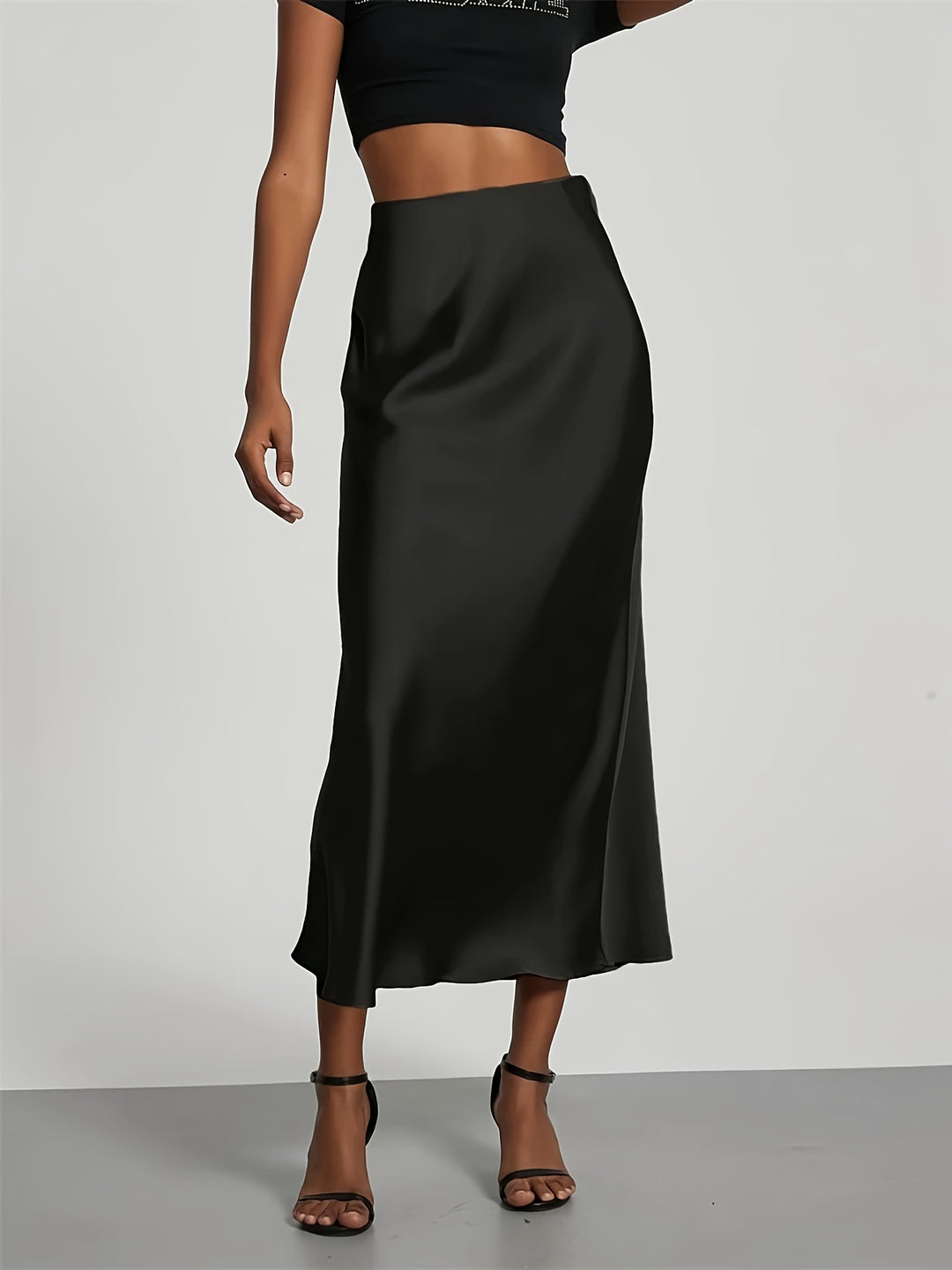 Women's High-Waisted Satin Skirt