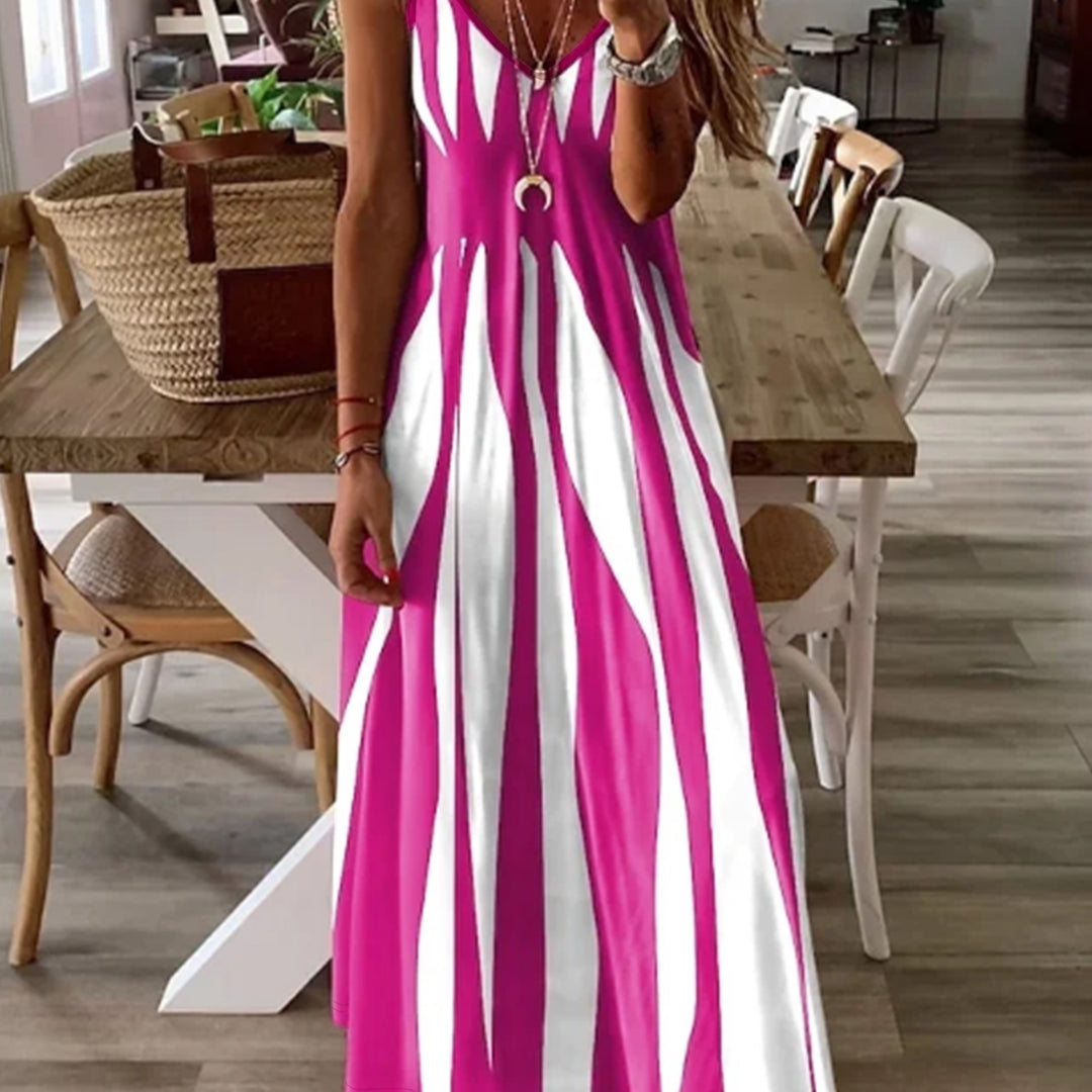 Women's V-Neck Printed Casual Dress