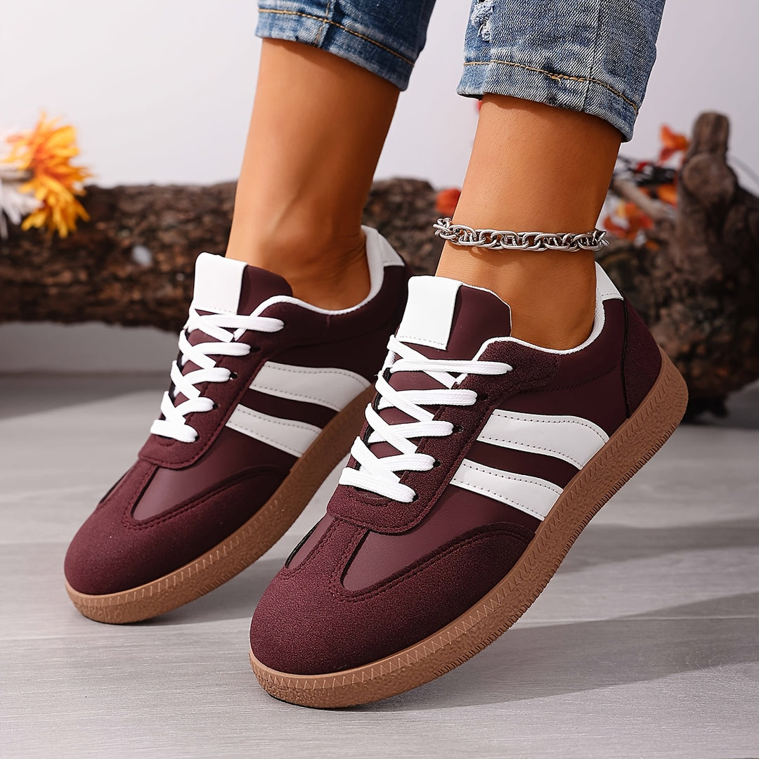 Women's Casual Solid Color Patchwork Lace-Up Sneakers