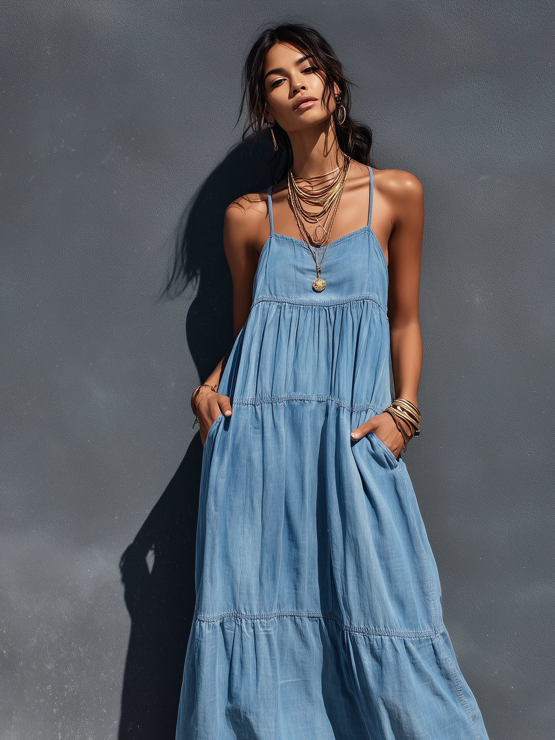 Women's Casual Loose Fit Flaared maxi Dress