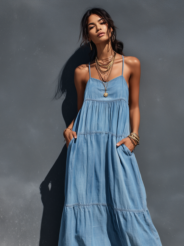 Women's Casual Loose Fit Flaared maxi Dress