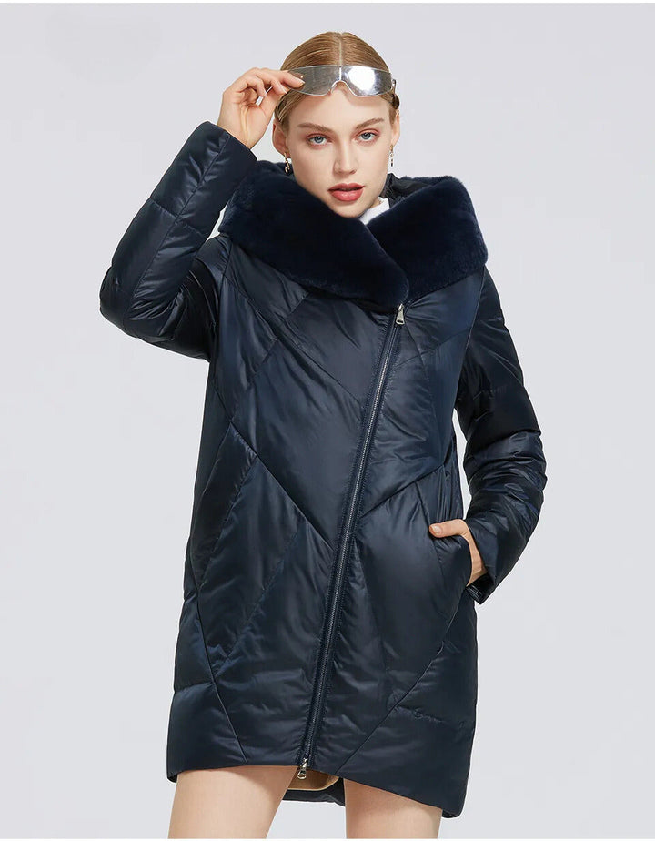 Lorena | Elegant and trendy quality coat with faux fur for women