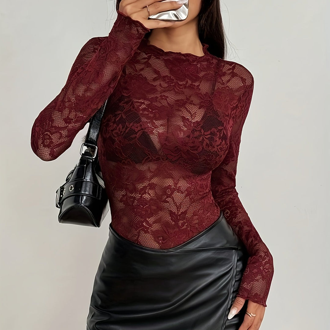 Women's Stylish Lace Sheer Top