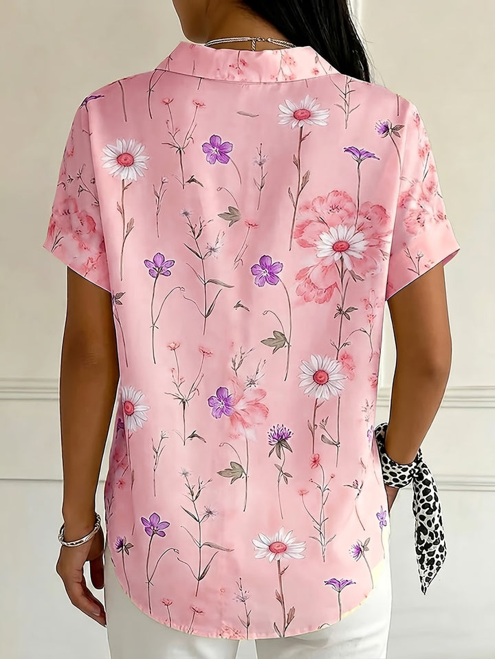 Women's Button-Up Short Sleeve Printed Shirt