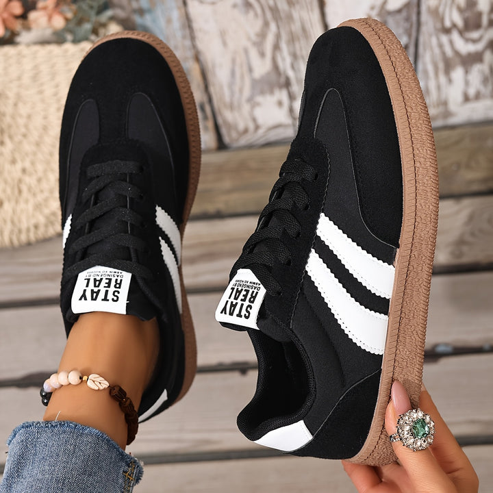 Women's Lace-Up Striped Outdoor Hiking Sneakers