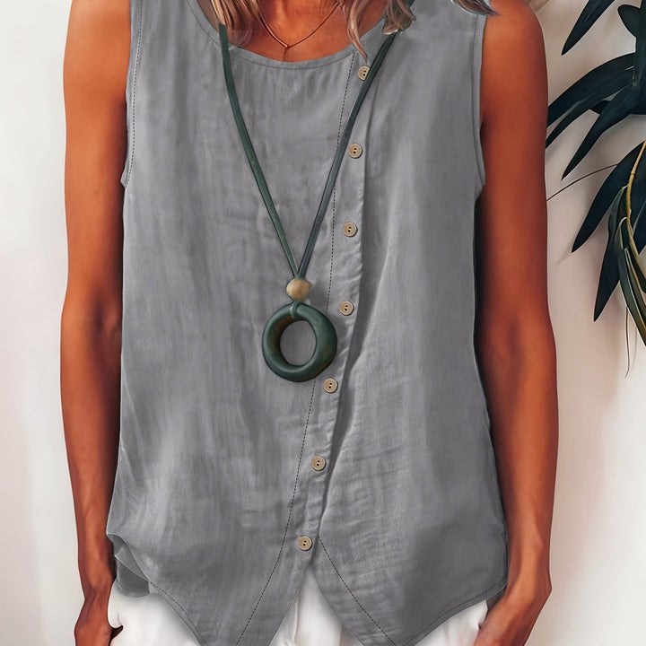 Women's Sleeveless Button-Down Sleeveless Vest Top