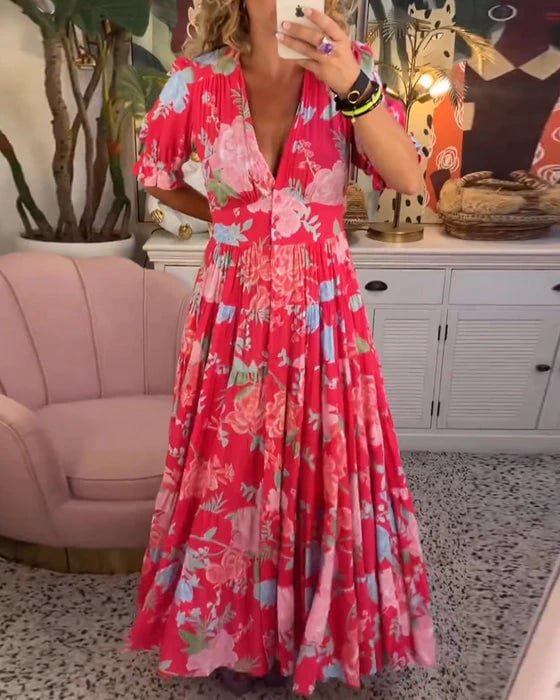FELINA - VIBRANT FLORALS SUMMER DRESS