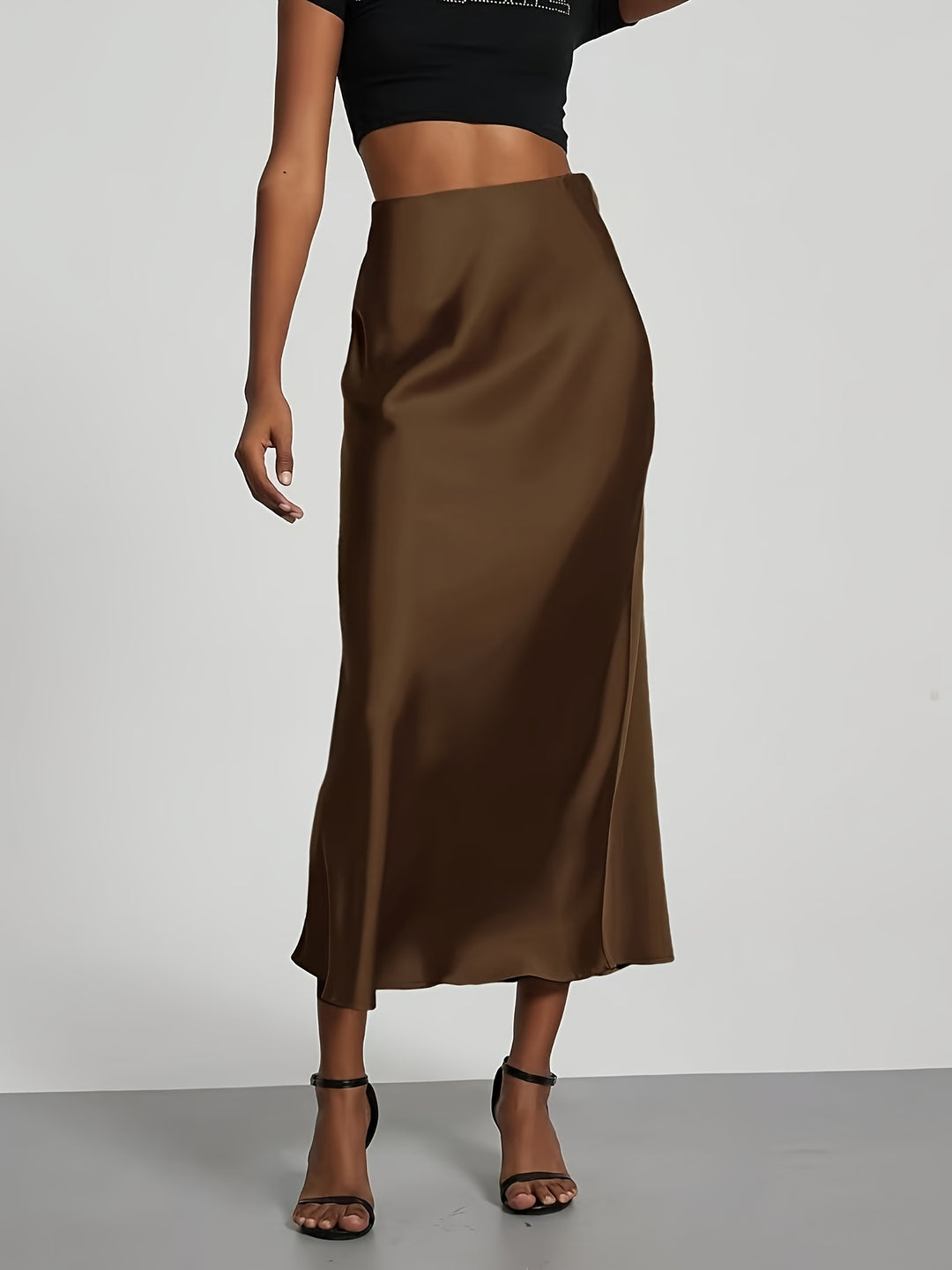 Women's High-Waisted Satin Skirt