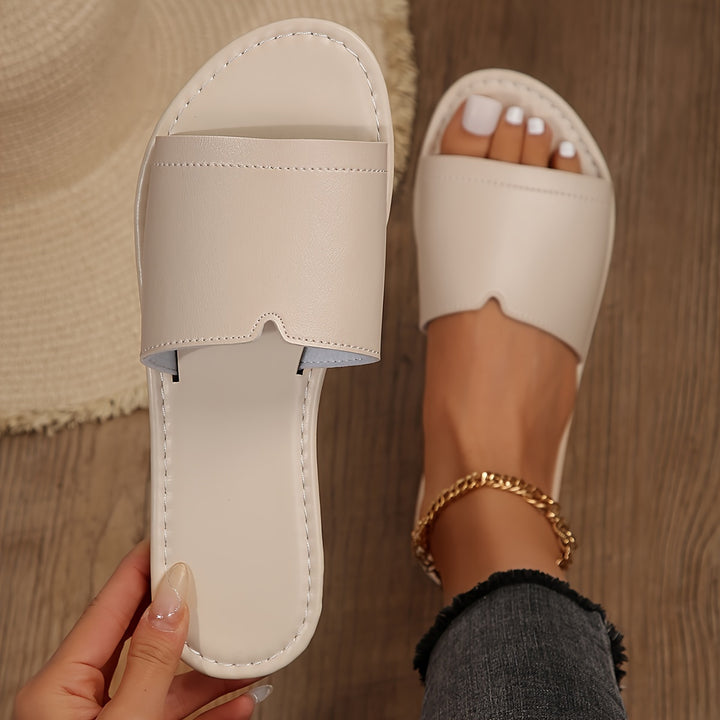 Women's Comfortable Round Toe Open Toe Flat Slide Slippers