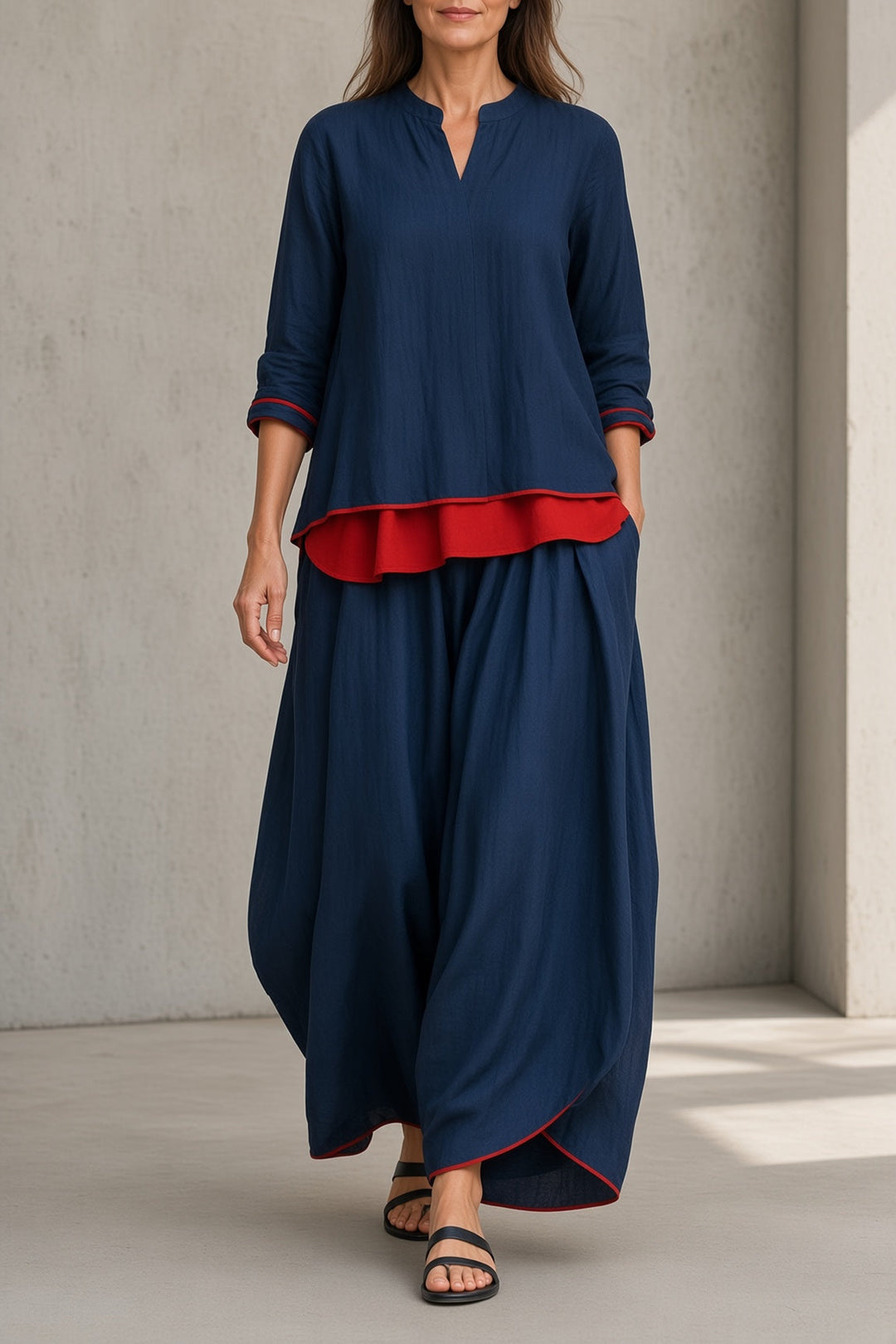 Wren | Women's Two-Piece Contrast-Detail Set