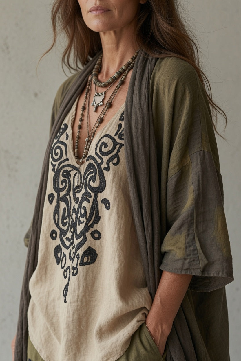 Annalise | Women's Boho 3-Piece Top, Pants & Cardigan Set