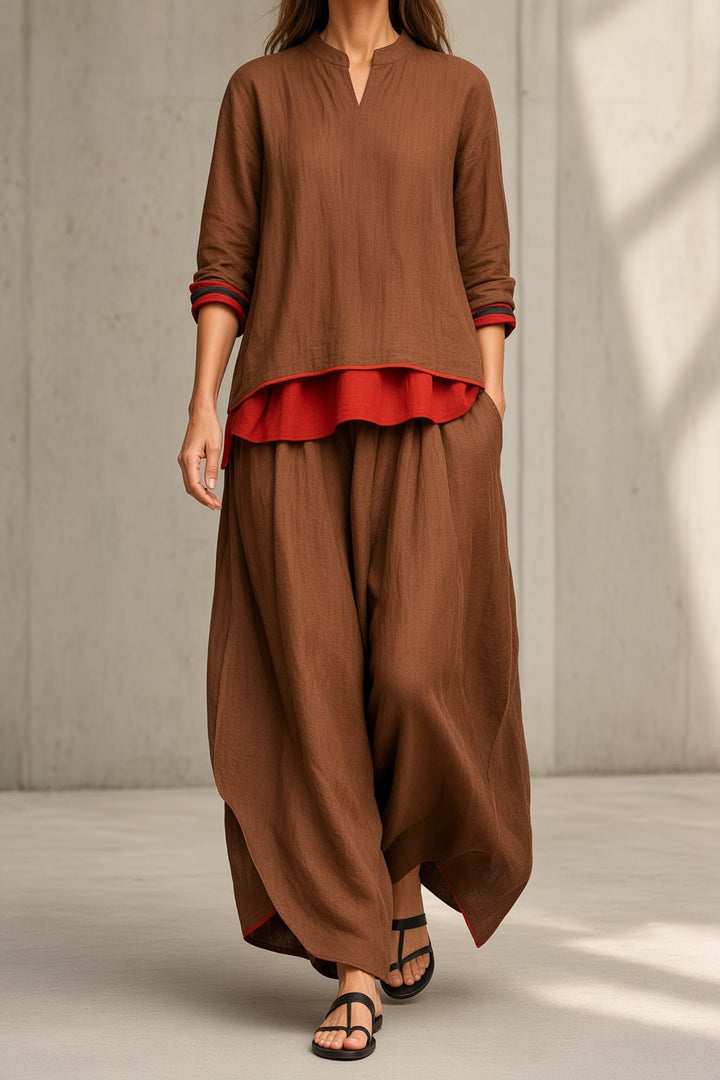 Wren | Women's Two-Piece Contrast-Detail Set