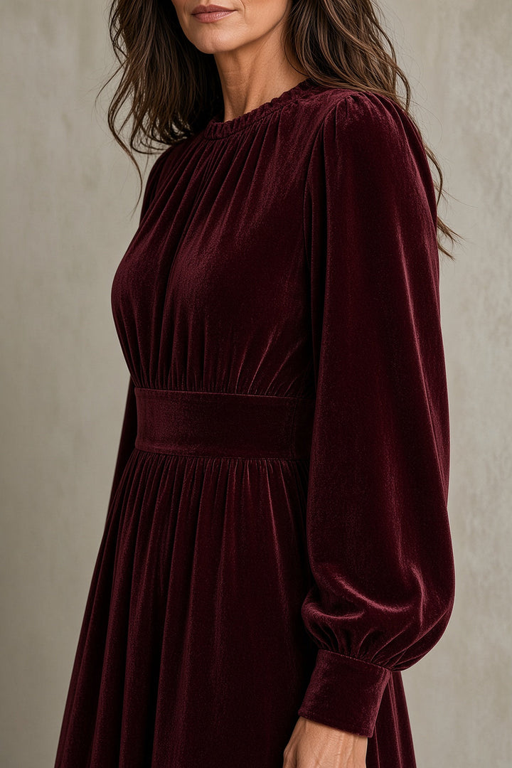 Mirabel | Women's Velvet Maxi Dress with Gathered Bodice