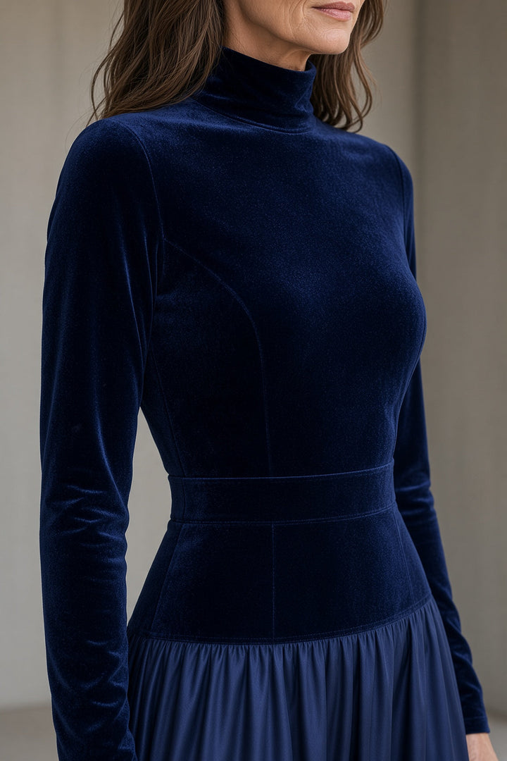 Vivien | Women's Velvet Maxi Dress with High Neckline