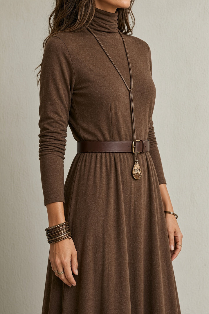 Hortensia | Women's Turtleneck Lace-Hem Dress