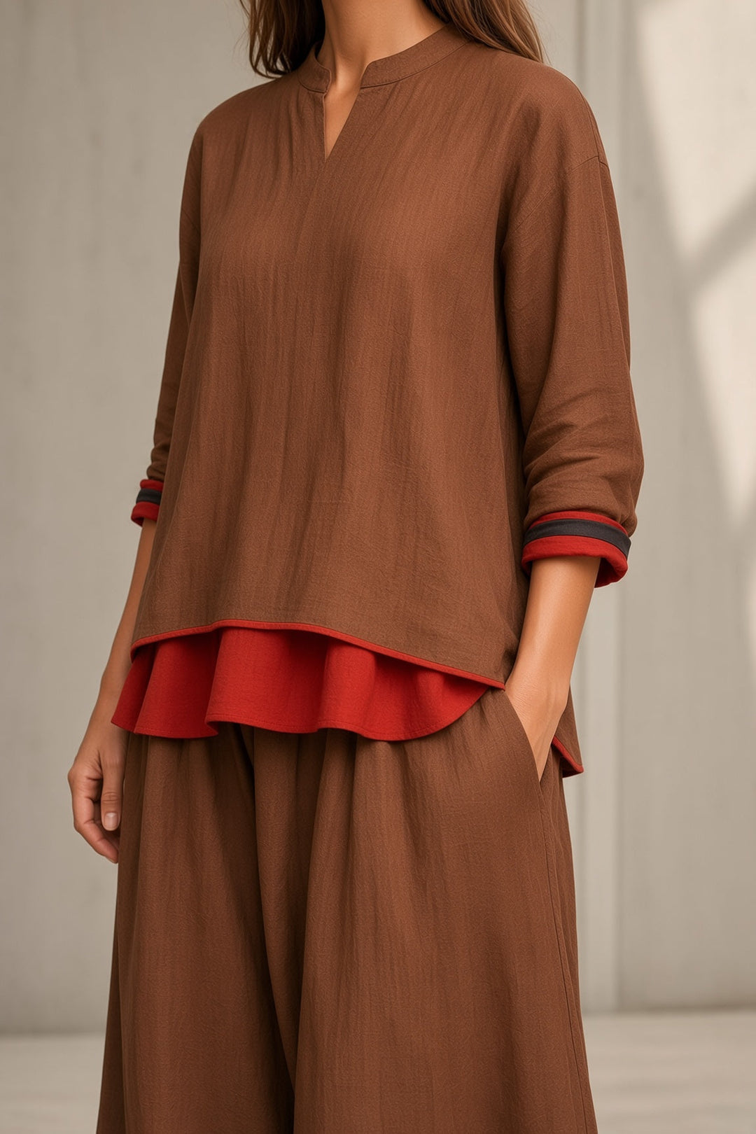 Wren | Women's Two-Piece Contrast-Detail Set