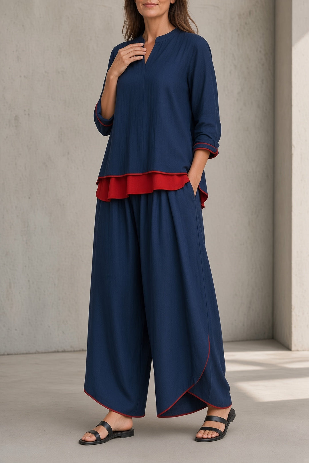 Wren | Women's Two-Piece Contrast-Detail Set