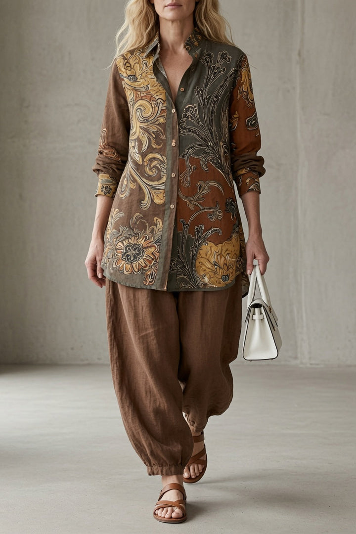 Estefania | Women's Printed Two-Piece Shirt & Trouser Set