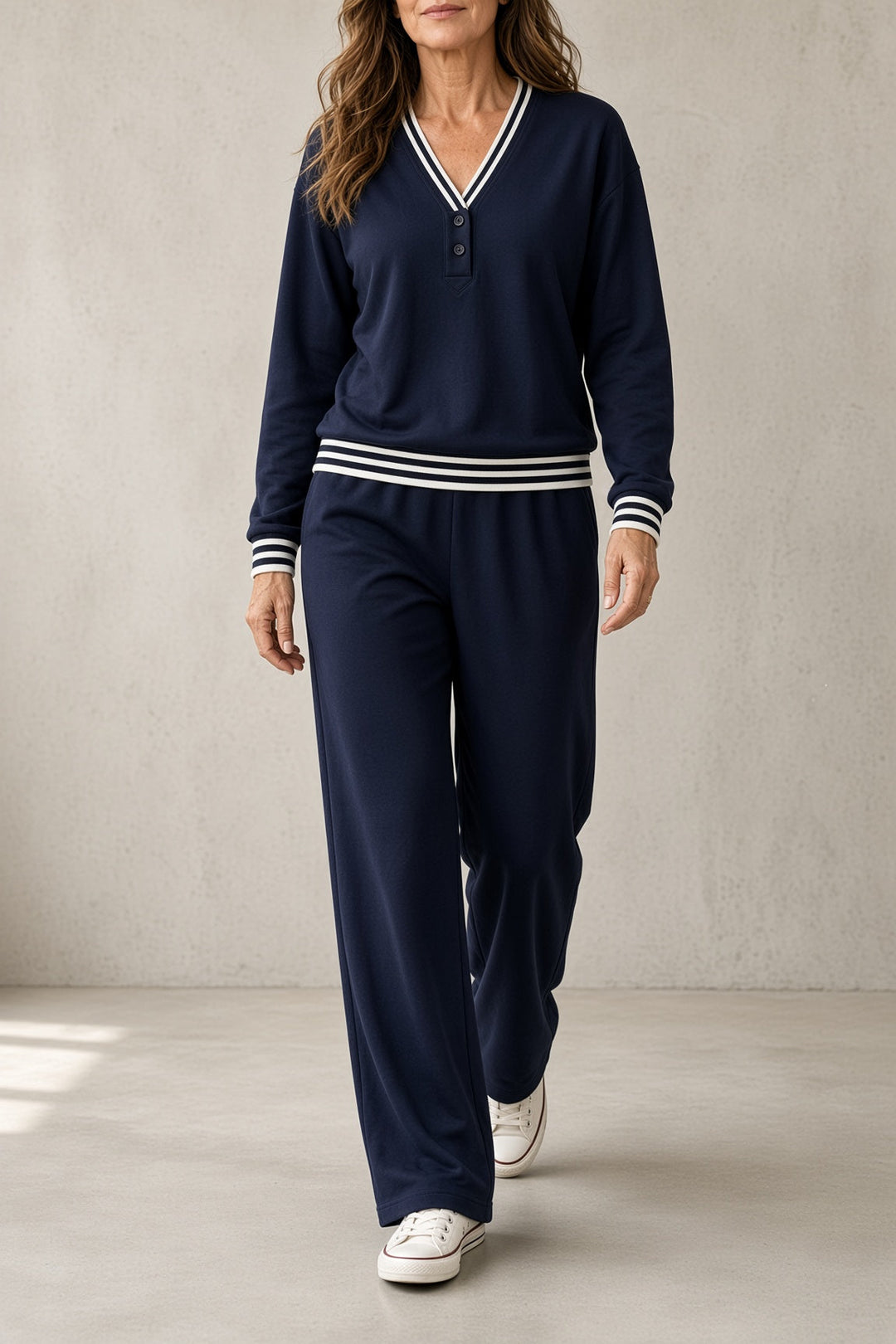 Marcella | Women's V-Neck Top Wide-Leg Pants Set