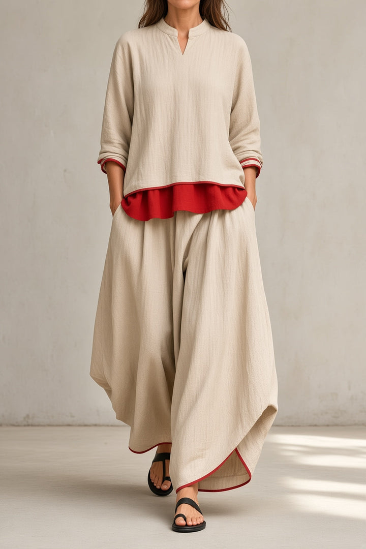 Wren | Women's Two-Piece Contrast-Detail Set