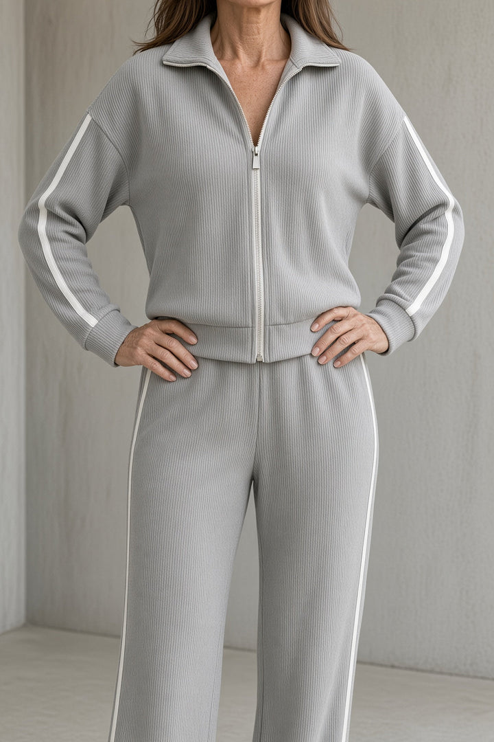 Odalys | Women's Zip-Front Top & Flowy Pants Set