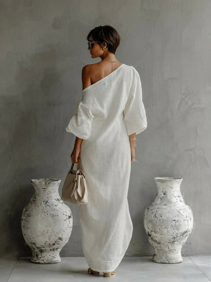 Women's One Shoulder Wrap Maxi Dress