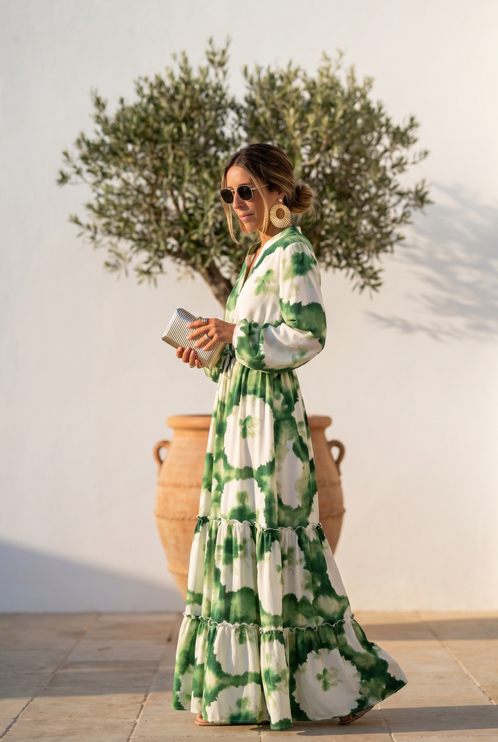 Mina’s Enchanted Flow Tie-Waist Maxi Dress